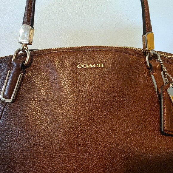 COACH Mini Bennett Pebbled Leather Crossbody Satchel – Saddle Brown - Picture 9 of 10